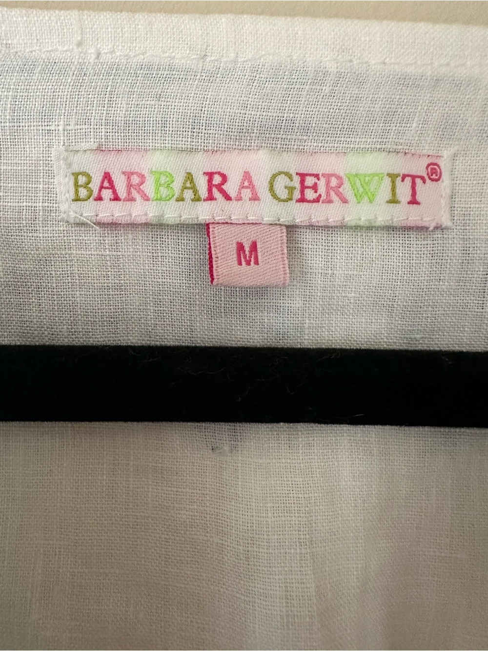 Barbara Gerwit White Linen Tunic with Blue Embroidery | Size Medium - Picture 2 of 4